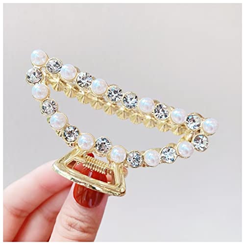 Haarnadel Frauen Elegante Perlen Strass Geometrische Haar Krallen Zurück Haar Hold Clips Süß Dekorieren Stirnband Mode Haarschmuck Haarnadel Holz(21) von HZWMQDLF