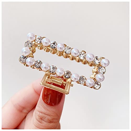 Haarnadel Frauen Elegante Perlen Strass Geometrische Haar Krallen Zurück Haar Hold Clips Süß Dekorieren Stirnband Mode Haarschmuck Haarnadel Holz(Small 12) von HZWMQDLF