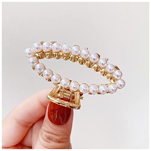 Haarnadel Frauen Elegante Perlen Strass Geometrische Haar Krallen Zurück Haar Hold Clips Süß Dekorieren Stirnband Mode Haarschmuck Haarnadel Holz(Small 3) von HZWMQDLF