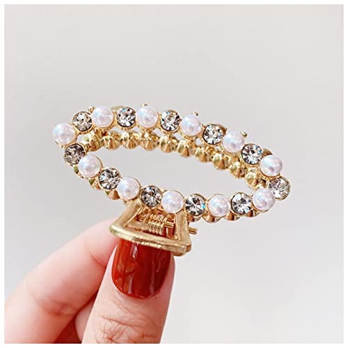 Haarnadel Frauen Elegante Perlen Strass Geometrische Haar Krallen Zurück Haar Hold Clips Süß Dekorieren Stirnband Mode Haarschmuck Haarnadel Holz(Small 5) von HZWMQDLF