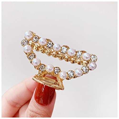 Haarnadel Frauen Elegante Perlen Strass Geometrische Haar Krallen Zurück Haar Hold Clips Süß Dekorieren Stirnband Mode Haarschmuck Haarnadel Holz(Small 7) von HZWMQDLF