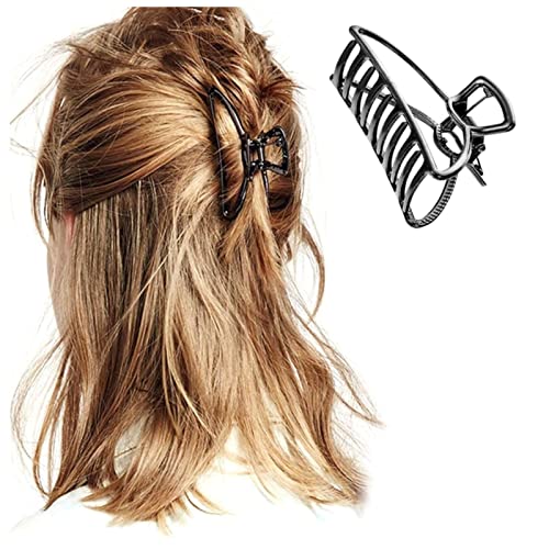 Haarnadel Frauen Geometrische Haar Klauenklemme Haar Krabben Mondform Haar Clip Klauen Metallkunststoff Massivfarbe Salon Styling Holding Werkzeuge Haarnadel Holz(Black 1Pcs Metal) von HZWMQDLF