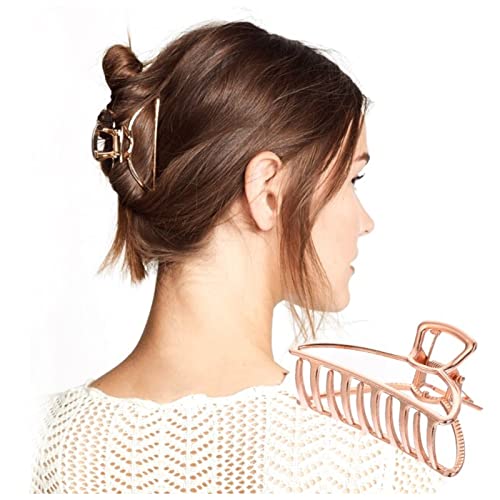 Haarnadel Frauen Geometrische Haar Klauenklemme Haar Krabben Mondform Haar Clip Klauen Metallkunststoff Massivfarbe Salon Styling Holding Werkzeuge Haarnadel Holz(Rose Gold 1Pcs Metal) von HZWMQDLF