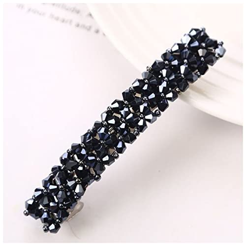 Haarnadel Koreanische elegante Haarnadeln Haarschnußen Kristall Strass Barrettes Haarclips for Frauen Mädchen Haarschmuck Haarnadel Holz(TS2034-Navy) von HZWMQDLF