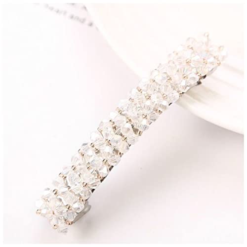 Haarnadel Koreanische elegante Haarnadeln Haarschnußen Kristall Strass Barrettes Haarclips for Frauen Mädchen Haarschmuck Haarnadel Holz(TS2034-White) von HZWMQDLF