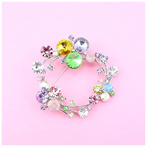 Haarnadel Kranz Brosche Bunte Strass Runde Brosche Pins for Hochzeit Frauen Reizende Charme Broschen Schmuck Hochzeit Zubehör Haarnadel Holz von HZWMQDLF