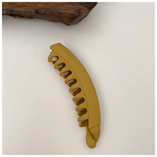 Haarnadel Massivfarbe mattierte Bananenclip Mode Pferdeschwanzhalter Haarklammern Haarnadeln Barrettes Frauen Haarschmuck Haarnadel Holz(Yellow) von HZWMQDLF