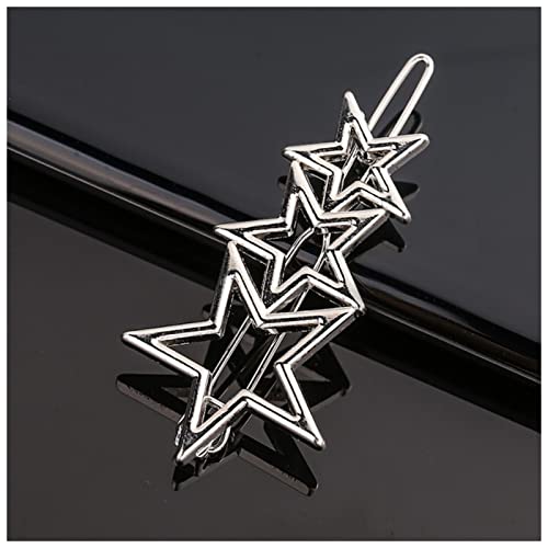 Haarnadel Mode Metal Liebe Herz Haar Clip Elegante Sterne Runde Barrette for Frauen Süße Haarnadeln Barrettes Haarschmuck Haarnadel Holz(B42-Silver) von HZWMQDLF