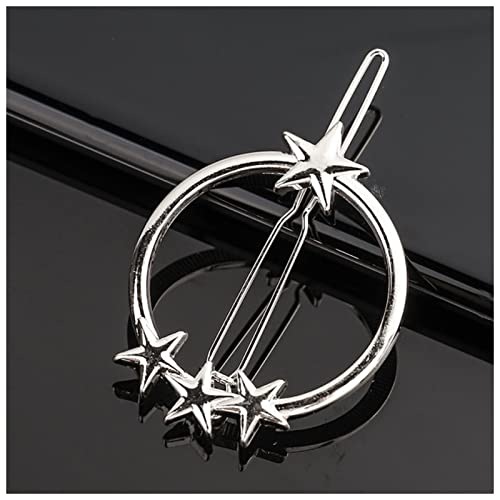 Haarnadel Mode Metal Liebe Herz Haar Clip Elegante Sterne Runde Barrette for Frauen Süße Haarnadeln Barrettes Haarschmuck Haarnadel Holz(B43-Silver) von HZWMQDLF