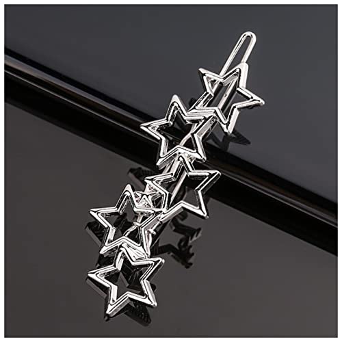 Haarnadel Mode Metal Liebe Herz Haar Clip Elegante Sterne Runde Barrette for Frauen Süße Haarnadeln Barrettes Haarschmuck Haarnadel Holz(B48-Silver) von HZWMQDLF
