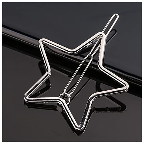 Haarnadel Mode Metal Liebe Herz Haar Clip Elegante Sterne Runde Barrette for Frauen Süße Haarnadeln Barrettes Haarschmuck Haarnadel Holz(B49-Silver) von HZWMQDLF