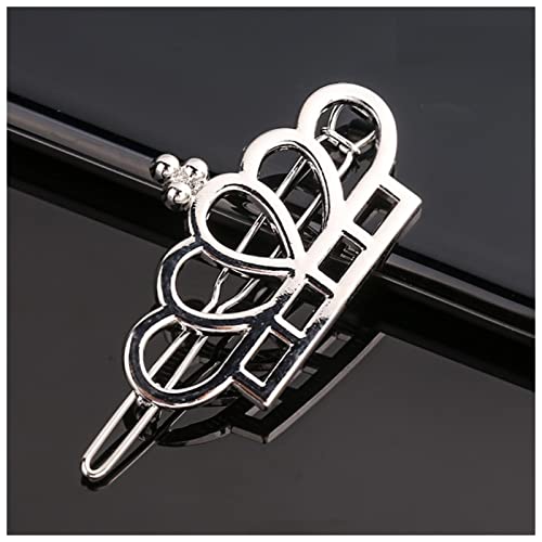 Haarnadel Mode Metal Liebe Herz Haar Clip Elegante Sterne Runde Barrette for Frauen Süße Haarnadeln Barrettes Haarschmuck Haarnadel Holz(B51-Silver) von HZWMQDLF
