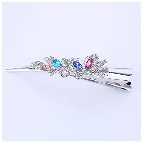Haarnadel Mode Metall Haar Barrettes Haarspange Silber Überzogene Blume Barrette for Frauen Haarnadel Holz(Colored butterfly) von HZWMQDLF