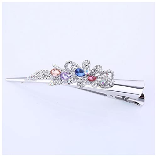 Haarnadel Mode Metall Haar Barrettes Haarspange Silber Überzogene Blume Barrette for Frauen Haarnadel Holz(Colored flower) von HZWMQDLF