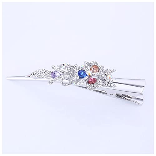 Haarnadel Mode Metall Haar Barrettes Haarspange Silber Überzogene Blume Barrette for Frauen Haarnadel Holz(Colored heart flower) von HZWMQDLF