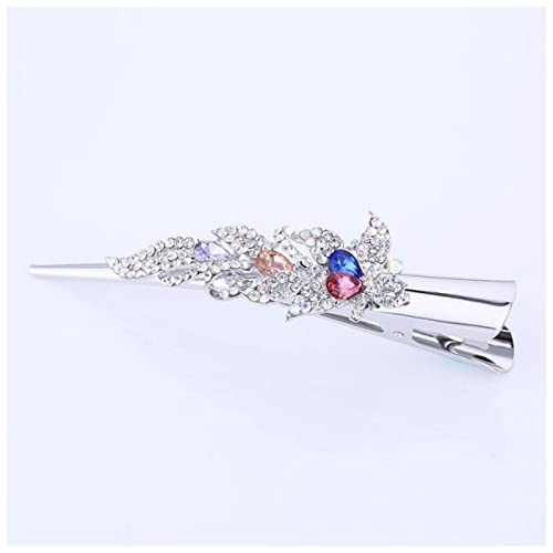 Haarnadel Mode Metall Haar Barrettes Haarspange Silber Überzogene Blume Barrette for Frauen Haarnadel Holz(Colored leaf flower) von HZWMQDLF