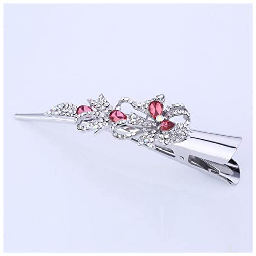 Haarnadel Mode Metall Haar Barrettes Haarspange Silber Überzogene Blume Barrette for Frauen Haarnadel Holz(Pink bowknot) von HZWMQDLF