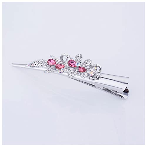 Haarnadel Mode Metall Haar Barrettes Haarspange Silber Überzogene Blume Barrette for Frauen Haarnadel Holz(Pink flower) von HZWMQDLF