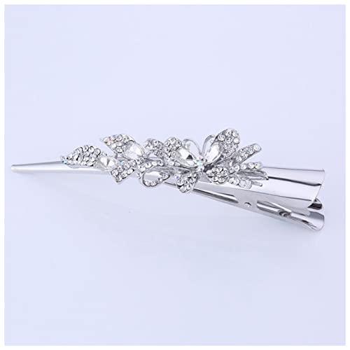 Haarnadel Mode Metall Haar Barrettes Haarspange Silber Überzogene Blume Barrette for Frauen Haarnadel Holz(White butterfly) von HZWMQDLF