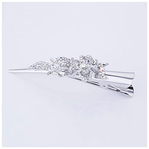 Haarnadel Mode Metall Haar Barrettes Haarspange Silber Überzogene Blume Barrette for Frauen Haarnadel Holz(White heart flower) von HZWMQDLF