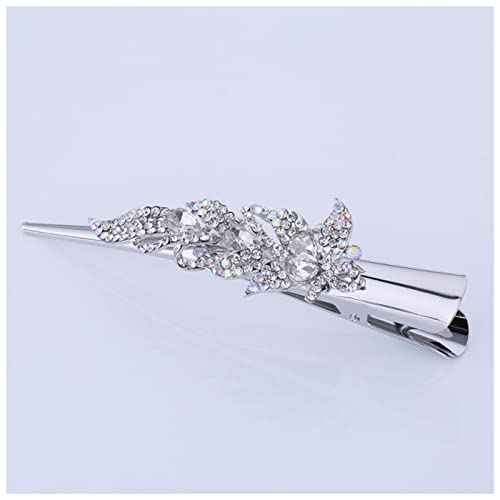 Haarnadel Mode Metall Haar Barrettes Haarspange Silber Überzogene Blume Barrette for Frauen Haarnadel Holz(White leaf flower) von HZWMQDLF