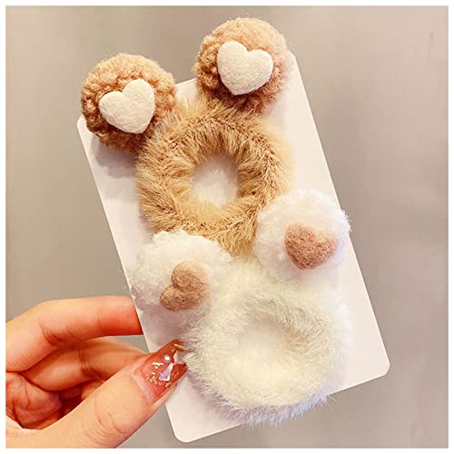 Stirnband Damen 2 stücke Frauen Mädchen Nette Geweih Katze Ohren Plüsch Elastische Haarbänder Winter Süße Haare Dekorieren Scrunchie Haare Krawatte Haarschmuck Stirnband Damen Winter(2pcs bear ears) von HZWMQDLF