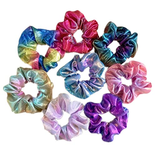 Stirnband Damen 8 stücke Mode Set Glitter Scrunchie Bunte elastische Haarbindung Haarband Glitter Pferdeschwanzhalter Scrunchie Pack Haarschmuck Stirnband Damen Winter(4) von HZWMQDLF