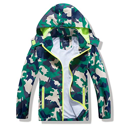 HZXVic Regenjacke Kinder, Wasserdichte Jacke Jungen, Softshelljacke Jungen Camo Raincoat 2-3Jahre von HZXVic