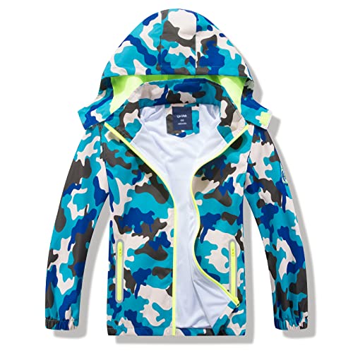 HZXVic Regenjacke Kinder, Wasserdichte Jacke Jungen, Softshelljacke Jungen Camo Raincoat 2-3Jahre von HZXVic