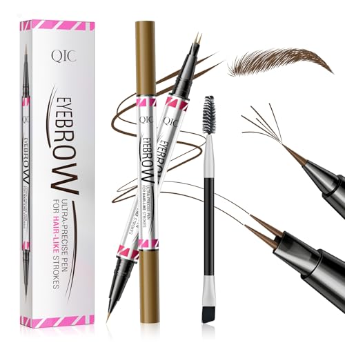 2 in 1 Augenbrauenstift, Augenbrauenstift mit zwei Enden und Brauenbürste, langlebiger wasserfester Augenbrauenstift und wischfester Augenbrauenstift (Black brown) von HZZYJ