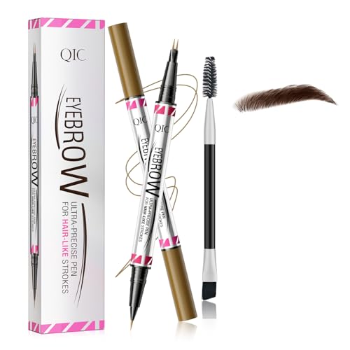 2 in 1 Augenbrauenstift, Augenbrauenstift mit zwei Enden und Brauenbürste, langlebiger wasserfester Augenbrauenstift und wischfester Augenbrauenstift (Dark brown) von HZZYJ