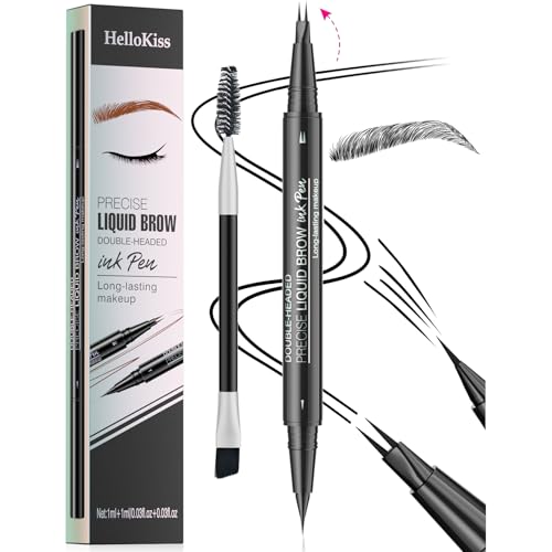 Augenbrauenstift Stift, wasserfest, schweißresistent, 2-in-1-Augenbrauenstift mit zwei Enden und Microblading, wischfester Augenbrauenstift (Schwarz) von HZZYJ