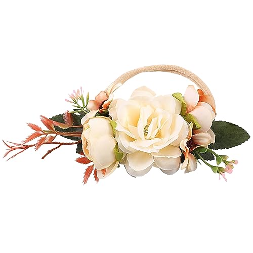 Haar Clips Damen Blumenstirnbänder für Babys, Mädchen, Nylon, Blumen, Haarschleife, elastische Bänder, superweiche dehnbare Nylon-Haarbänder mit Blumenmuster für Neugeborene, (White, One Size) von HZling