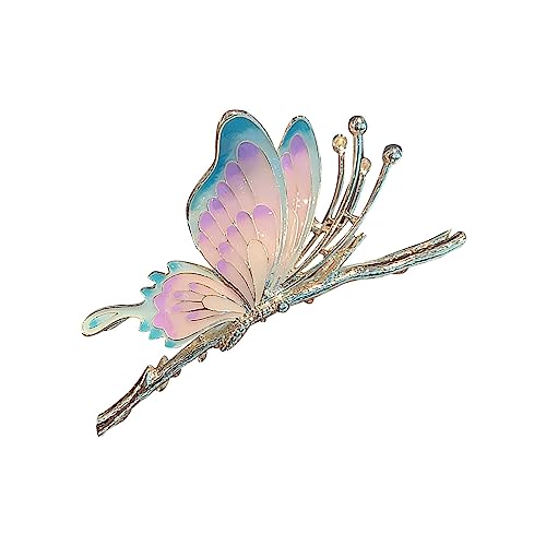 Haarklammer Groß Dickes Haar Clip bemalt Schmetterling große elegante antike Stil Haarspange Sommer Kopfschale Haar Kopfschmuck Clip No Bend Hair Clips (B, One Size) von HZling