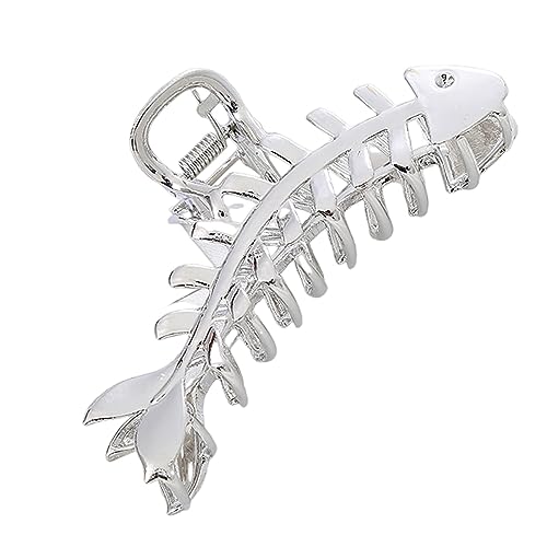 Haarklammer Groß Haarspangen Fischgrätenform Haarspange Große Metall Haarbackenklammern Gold Haarnadelklammern Modische rutschfeste Haarklammern Haarklemmen (Silver, One Size) von HZling