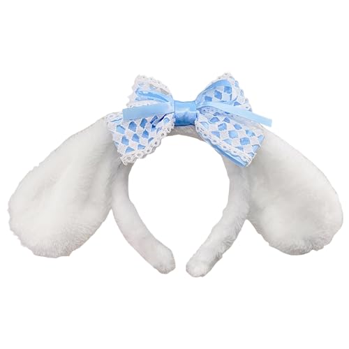Haarklammern Damen Kaninchen Plüsch Ohren Stirnband Kaninchen Ohren Schleife Haar Hoop Pelzigen Hasen Ohr Kopfbedeckungen Für Mädchen Frauen Kostüm Cosplay Party Libellenspange (Blue, One Size) von HZling