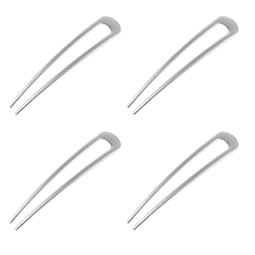 Haarklemme 4 Stück U-förmige Haarnadeln im französischen Stil, Metall-Haarnadeln No Bend Hair Clips (Silver, One Size) von HZling