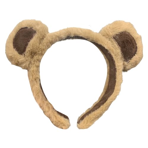 Haarspangen Damen Dickes Haar Ohren Stirnband Kostüm für Party Cosplay Kostüm Tier Stirnband für Make-up Waschen Gesicht Haar Spangen (Brown, One Size) von HZling