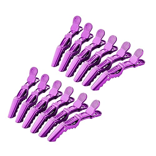 Hair Clip Lila Gator rutschfeste Haarspangen | Haarstyling- Abteil-Krokodilklemmen | 12er-Pack Haarspange Klein (Purple, One Size) von HZling