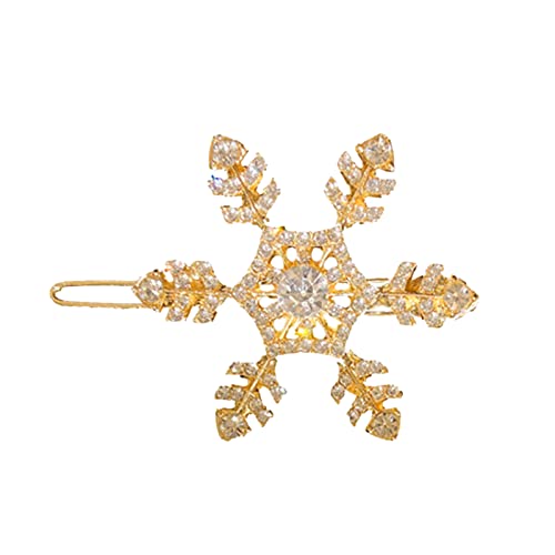 Spangen Schneeflocke Kopfstück Strass Haarspangen Pins Für Frauen Mädchen Silber Kristall Haarspangen Für Braut Hochzeit Braut Haarschmuck 2St Haarklammer Set (Gold, One Size) von HZling