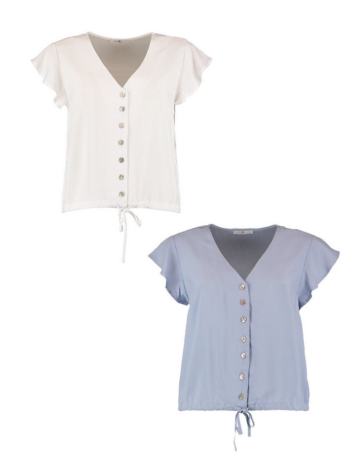 HaILY’S Blusenshirt 2er-Set Kurzarm mit Wellenkante V-Ausschnitt (2-tlg) SL V BL Ar44isa von HaILY’S