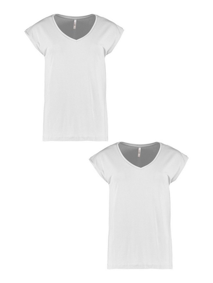HaILY’S T-Shirt 2er-Set V-Ausschnitt Kurzarm Basic Sommer (2-tlg) SS M TP Pi44per von HaILY’S
