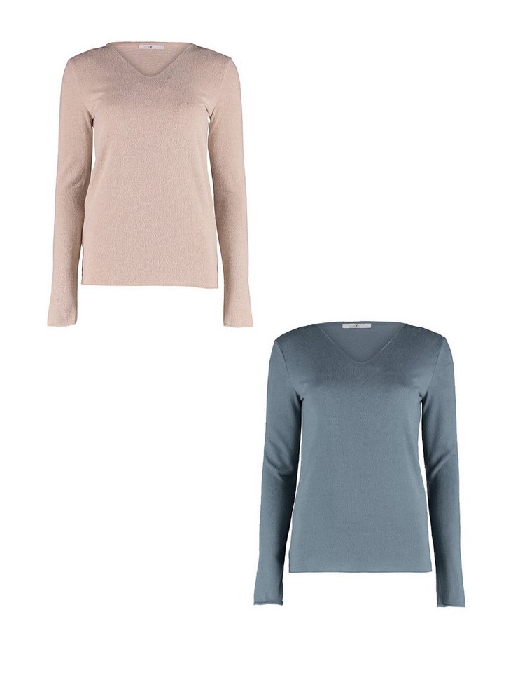 HaILY’S T-Shirt 2er-Set V-Ausschnitt Normale Passform (2-tlg) LS V TP Zi44na von HaILY’S