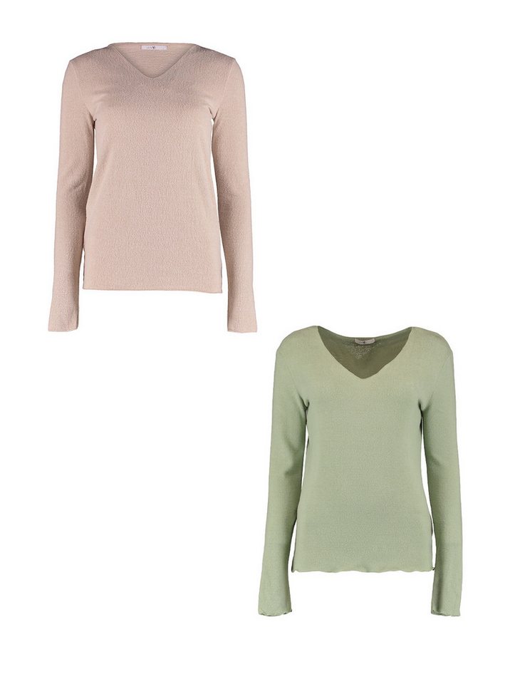 HaILY’S T-Shirt 2er-Set V-Ausschnitt Normale Passform (2-tlg) LS V TP Zi44na von HaILY’S
