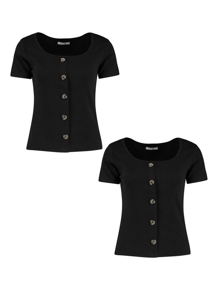 HaILY’S T-Shirt Gerippt 2-er Set Kurzarm mit Knöpfen SAMMA (2-tlg) SS C TP Samma von HaILY’S