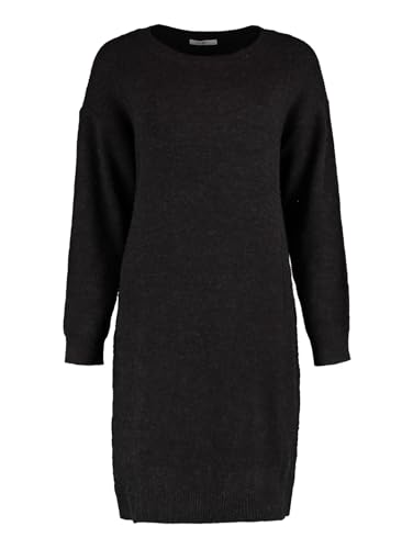 HAILYS Damen Langarm Strickkleid | Regular Fit Midi Pullover Dress | Rundhals Shirt Knielang Toni, Farben:Schwarz, Größe:M von HaILYS-noos