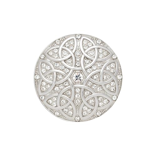 HaJuNa 33 mm Keltische Magnetbrosche in Silber mit Strass – Elegant, einfach zu befestigen, stilvoll von HaJuNa