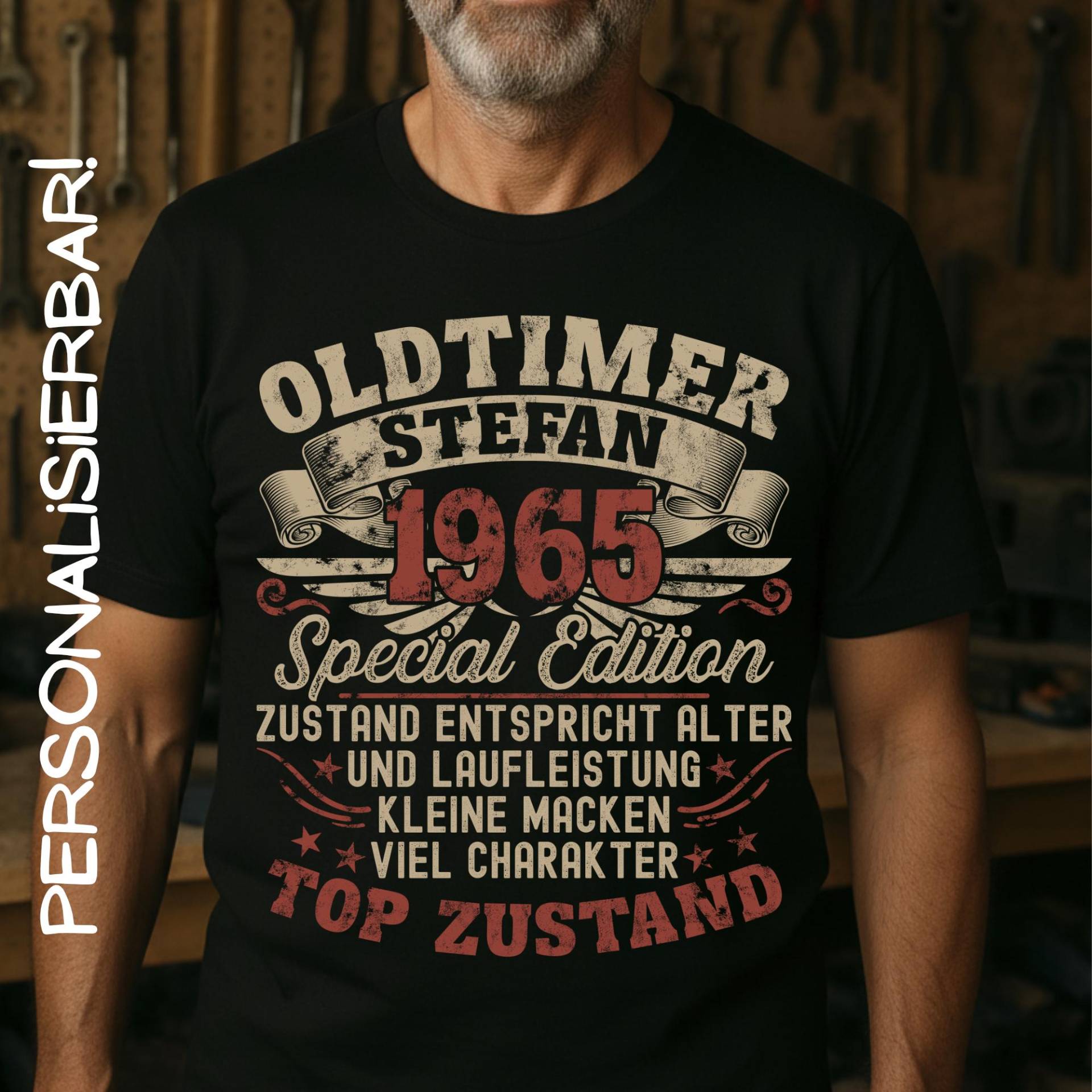 60 Geburtstagsgeschenk Mann, Baujahr 1965, Oldtimer Shirt Personalisiert, Lustiges Geburtstag Herren Mit Namen von HaLiLuDesigns