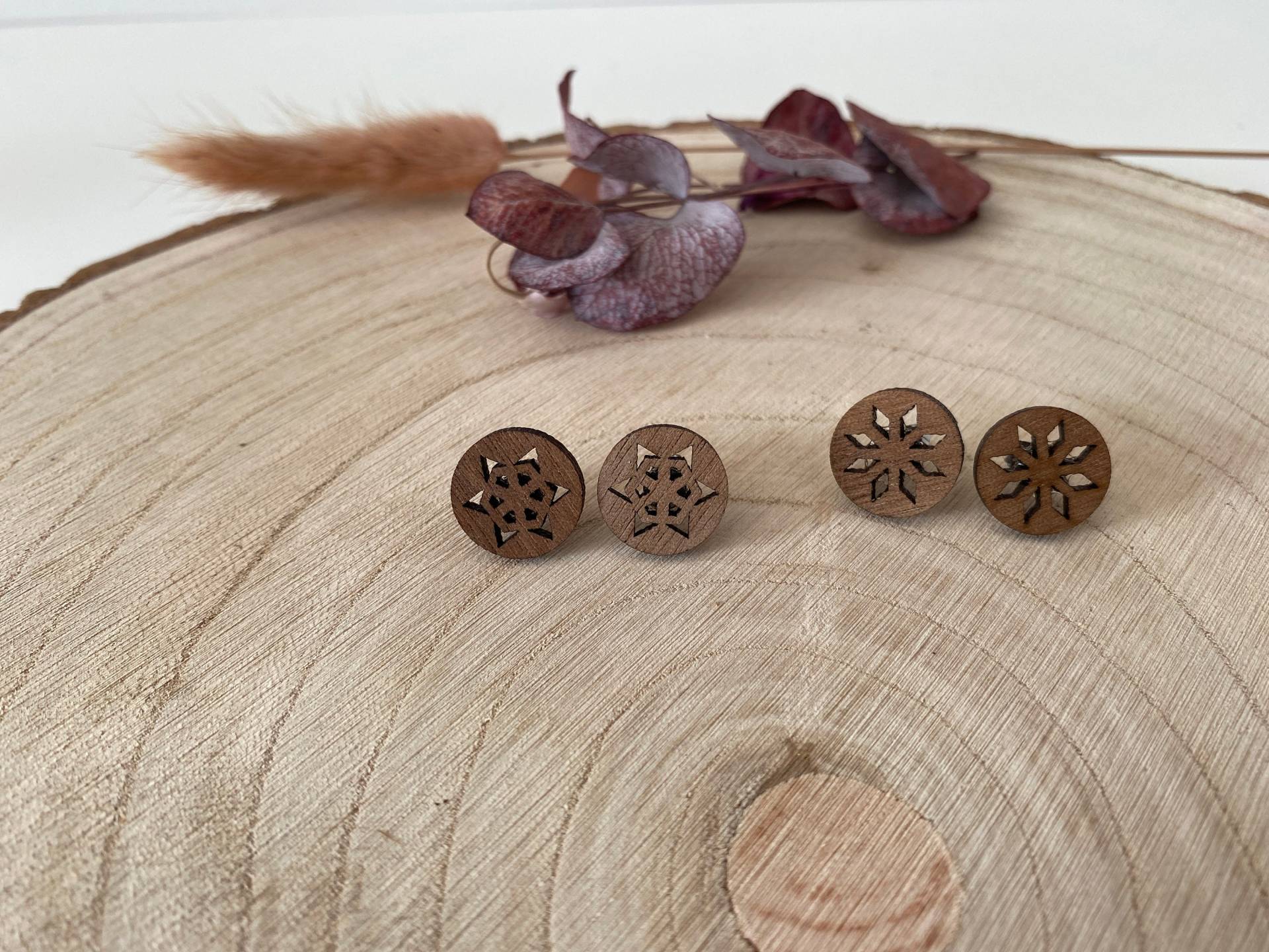 Ohrstecker Holz // Holzohrstecker Aus Edelstahl Holzohstecker Rund //Holzohrstecker Damen von HaLoHandgemacht