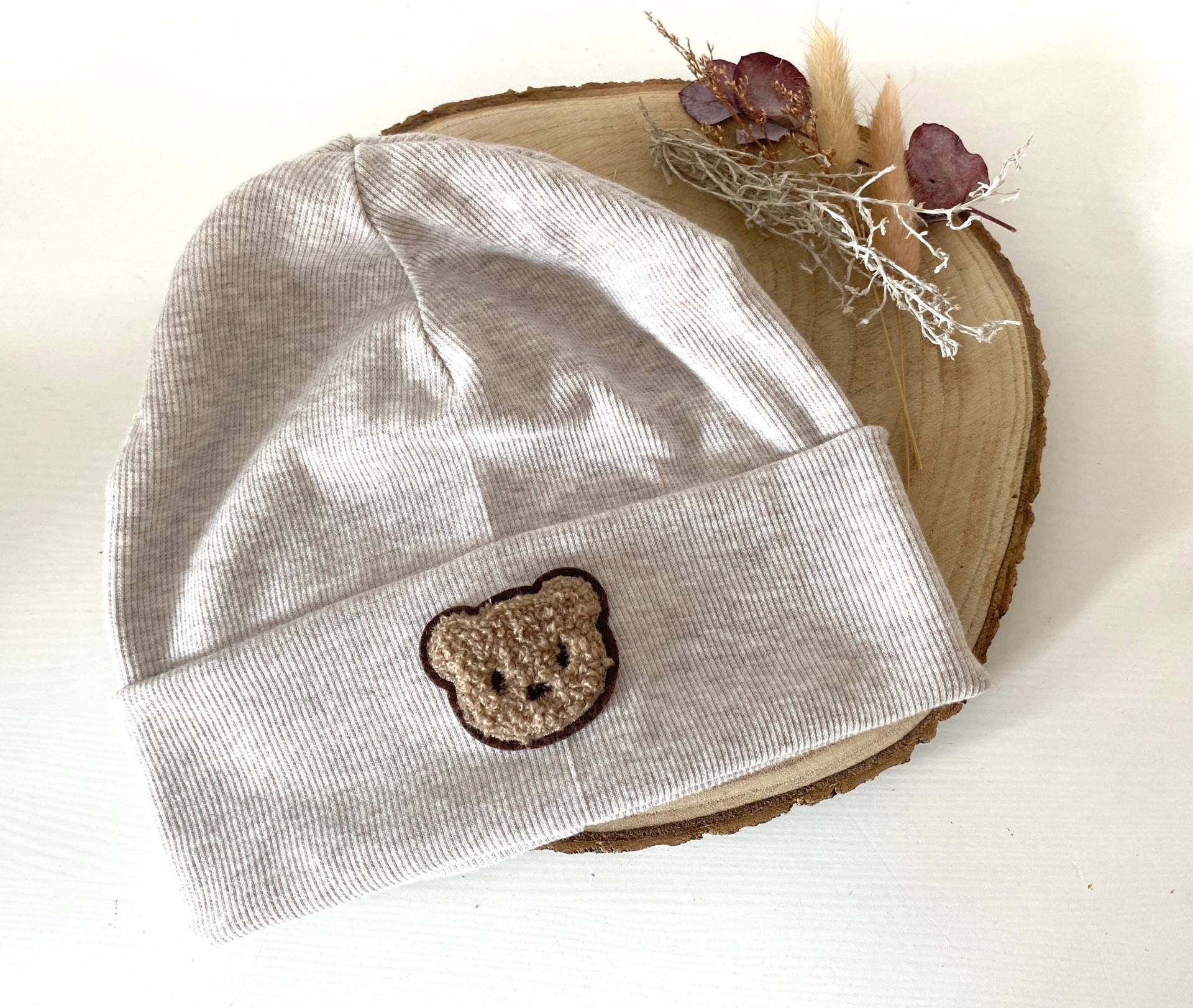 Personalisierbare Baby Mütze Mit Bärchen | Beanie Aus Baumwolle Neugeborene & Kinder Handmade Geschenk Zur Geburt von HaLoHandgemacht